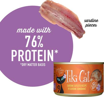 Show full view: Tiki Cat Grill Sardine Cutlets Grain-Free Canned Cat Food, 6-oz, case of 8 slide 5 of 12