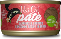 Tiki Cat Grill Sardines & Lobster Consomme Recipe in Broth Grain-Free Pate Wet Cat Food, 2.8-oz can, case of 12