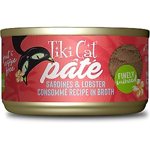 Tiki Cat Grill Sardines & Lobster Consomme Recipe in Broth Grain-Free Pate Wet Cat Food, 2.8-oz can, case of 12