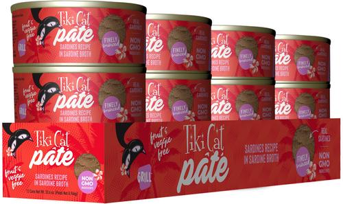 Show full view: Tiki Cat Grill Sardines Recipe in Sardine Broth Grain-Free Pate Wet Cat Food, 2.8-oz can, case of 12 slide 3 of 11