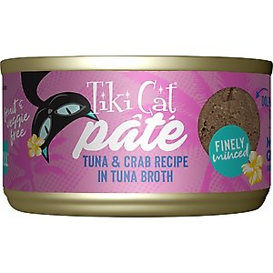 Tiki Cat Grill Tuna & Crab Recipe in Tuna Broth Grain-Free Pate Wet Cat Food, 2.8-oz can, case of 12
