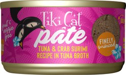 Tiki Cat Grill Tuna & Crab Surimi Recipe in Tuna Broth Grain-Free Pate Wet Cat Food, 2.8-oz can, case of 12