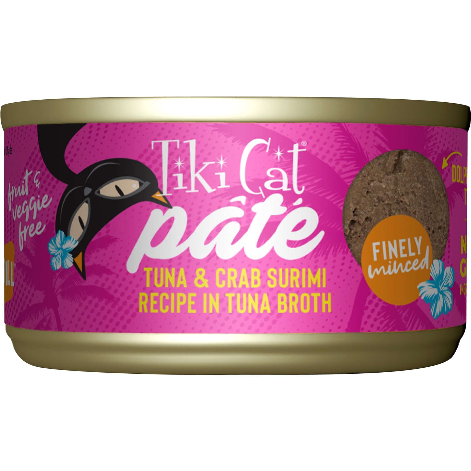 Tiki Cat Grill Tuna & Crab Surimi Recipe in Tuna Broth Grain-Free Pate Wet Cat Food, 2.8-oz can, case of 12