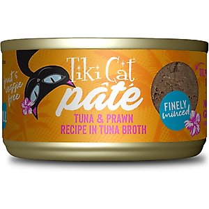 Tiki Cat Grill Tuna & Prawn Recipe in Tuna Broth Grain-Free Pate Wet Cat Food, 2.8-oz can, case of 12