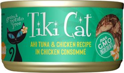Tiki Cat Luau Ahi Tuna & Chicken in Chicken Consomme Grain-Free Canned Cat Food, 2.8-oz, case of 12