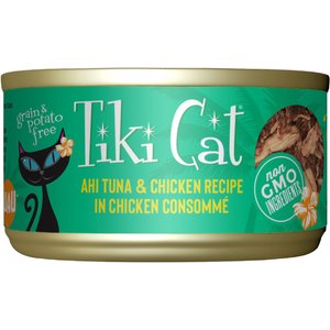 Tiki Cat Luau Ahi Tuna & Chicken in Chicken Consomme Grain-Free Canned Cat Food, 2.8-oz, case of 12