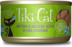 Tiki Cat Luau Ahi Tuna & Mackerel in Tuna Consomme Grain-Free Canned Cat Food, 2.8-oz, case of 12