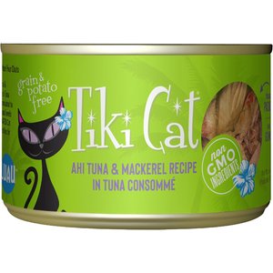 Tiki Cat Luau Ahi Tuna & Mackerel in Tuna Consomme Grain-Free Canned Cat Food, 6-oz, case of 8