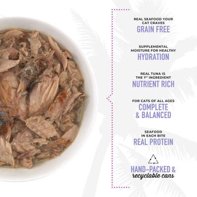 Show full view: Tiki Cat Luau Ahi Tuna & Mackerel in Tuna Consomme Grain-Free Canned Cat Food, 6-oz, case of 8 slide 5 of 12