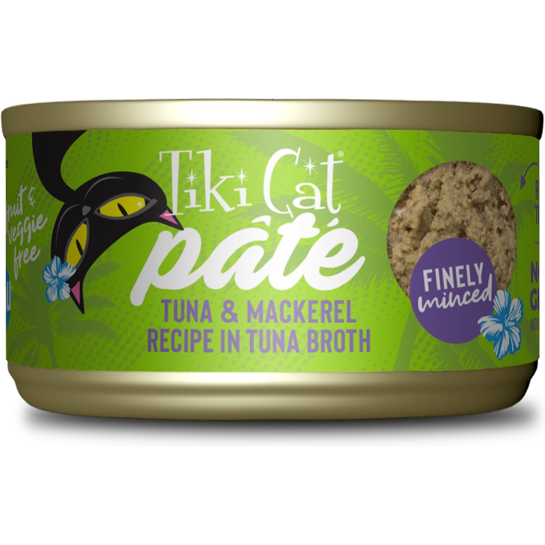 Tiki Cat Luau Ahi Tuna & Mackerel Pate Wet Cat Food, 2.8-oz can, case of 12