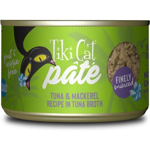 Tiki Cat Luau Ahi Tuna & Mackerel Pate Wet Cat Food, 5.5-oz can, case of 8