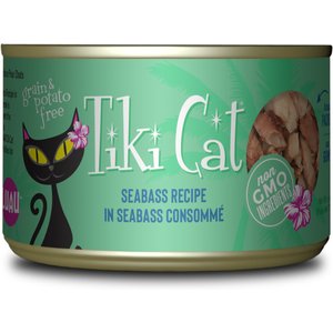 Tiki Cat Luau Seabass in Seabass Consomme Grain-Free Canned Cat Food, 6-oz, case of 8