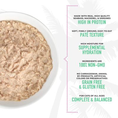 Show full view: Tiki Cat Luau Seabass Pate Wet Cat Food, 2.8-oz can, case of 12 slide 6 of 10