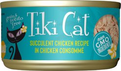 Tiki Cat Luau Succulent Chicken in Chicken Consomme Grain-Free Canned Cat Food, 2.8-oz can, case of 12