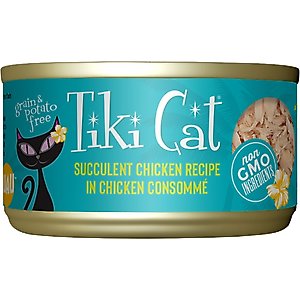 Tiki Cat Luau Succulent Chicken in Chicken Consomme Grain-Free Canned Cat Food, 2.8-oz can, case of 12