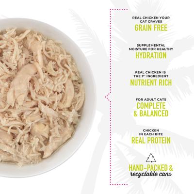 Show full view: Tiki Cat Luau Succulent Chicken in Chicken Consomme Grain-Free Canned Cat Food, 2.8-oz can, case of 12 slide 5 of 12