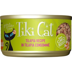 Tiki Cat Luau Tilapia in Tilapia Consomme Grain-Free Canned Cat Food, 2.8-oz, case of 12