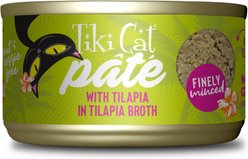 Tiki Cat Luau Tilapia Pate Wet Cat Food, 2.8-oz can, case of 12