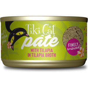 Tiki Cat Luau Tilapia Pate Wet Cat Food, 2.8-oz can, case of 12