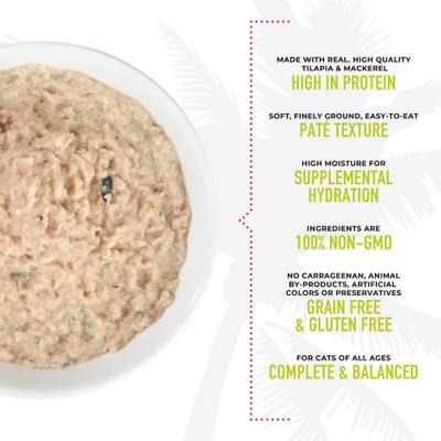 Show full view: Tiki Cat Luau Tilapia Pate Wet Cat Food, 2.8-oz can, case of 12 slide 6 of 10