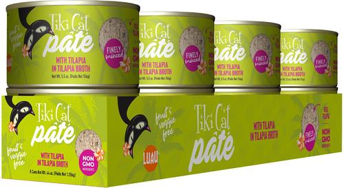 Show full view: Tiki Cat Luau Tilapia Pate Wet Cat Food, 5.5-oz can, case of 8 slide 3 of 10