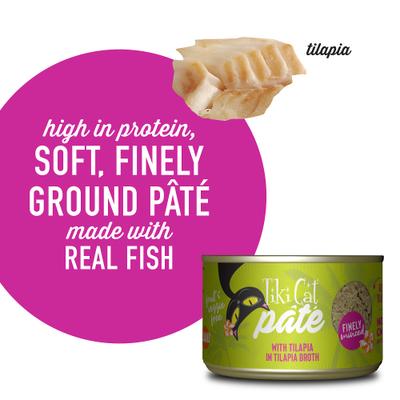 Show full view: Tiki Cat Luau Tilapia Pate Wet Cat Food, 5.5-oz can, case of 8 slide 5 of 10