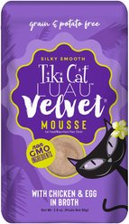 Tiki Cat Luau Velvet Mousse Chicken & Egg Grain-Free Wet Cat Food, 2.8-oz pouch, case of 12