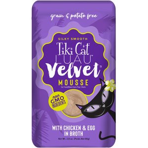 Tiki Cat Luau Velvet Mousse Chicken & Egg Grain-Free Wet Cat Food, 2.8-oz pouch, case of 12