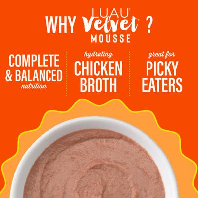 Show full view: Tiki Cat Luau Velvet Mousse Chicken Grain-Free Wet Cat Food, 2.8-oz pouch, case of 12 slide 6 of 11