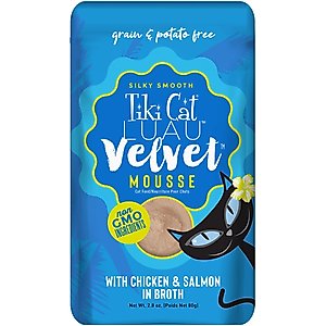 Tiki Cat Luau Velvet Mousse Chicken & Salmon Grain-Free Wet Cat Food, 2.8-oz pouch, case of 12
