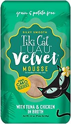 Tiki Cat Luau Velvet Mousse Tuna & Chicken Grain-Free Wet Cat Food, 2.8-oz pouch, case of 12
