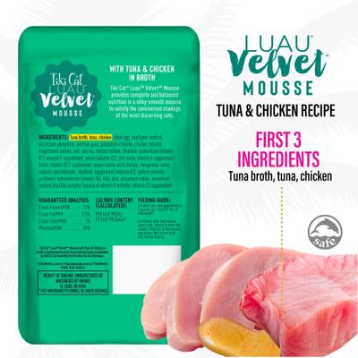 Show full view: Tiki Cat Luau Velvet Mousse Tuna & Chicken Grain-Free Wet Cat Food, 2.8-oz pouch, case of 12 slide 3 of 11