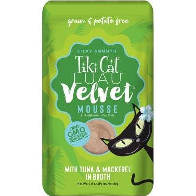 Tiki Cat Tiki Cat Luau Velvet Mousse Tuna & Mackerel Grain-Free Wet Cat Food, 2.8-oz pouch, case of 12