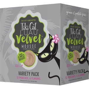 Tiki Cat Luau Velvet Mousse Variety Pack Grain-Free Wet Cat Food, 2.8-oz pouch, case of 12