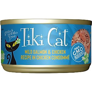 Tiki Cat Luau Wild Salmon & Chicken in Chicken Consomme Grain-Free Canned Cat Food, 2.8-oz, case of 12