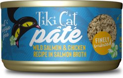 Tiki Cat Luau Wild Salmon & Chicken Pate Wet Cat Food, 2.8-oz can, case of 12