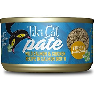 Tiki Cat Luau Wild Salmon & Chicken Pate Wet Cat Food, 2.8-oz can, case of 12