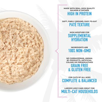 Show full view: Tiki Cat Luau Wild Salmon & Chicken Pate Wet Cat Food, 5.5-oz can, case of 8 slide 6 of 10