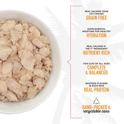 Show full view: Tiki Cat Luau Wild Salmon in Salmon Consomme Grain-Free Canned Cat Food, 2.8-oz, case of 12 slide 5 of 12