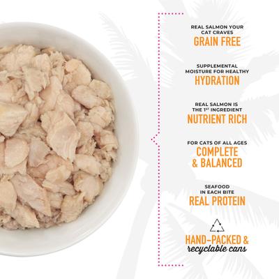 Show full view: Tiki Cat Luau Wild Salmon in Salmon Consomme Grain-Free Canned Cat Food, 6-oz, case of 8 slide 5 of 12