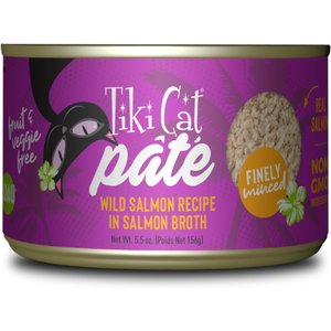 Tiki Cat Luau Wild Salmon Pate Wet Cat Food, 5.5-oz can, case of 8