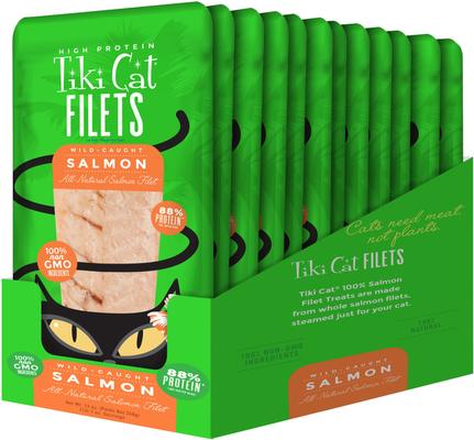 Show full view: Tiki Cat Salmon Filet Grain-Free Cat Treats, 1-oz bag, pack of 12 slide 3 of 10