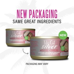 Tiki Cat Silver Chicken, Salmon & Chicken Liver Mousse & Shreds Grain-Free Wet Cat Food, 2.4-oz can, case of 12 slide 2 of 9