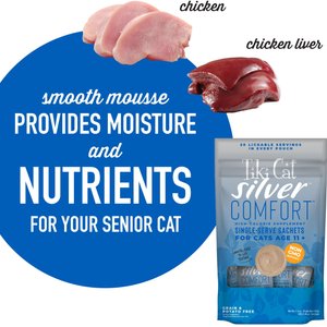 Tiki Cat Silver Comfort Chicken & Chicken Liver Recipe Grain-Free Wet Cat Food, 0.28-oz pouch, case of 20