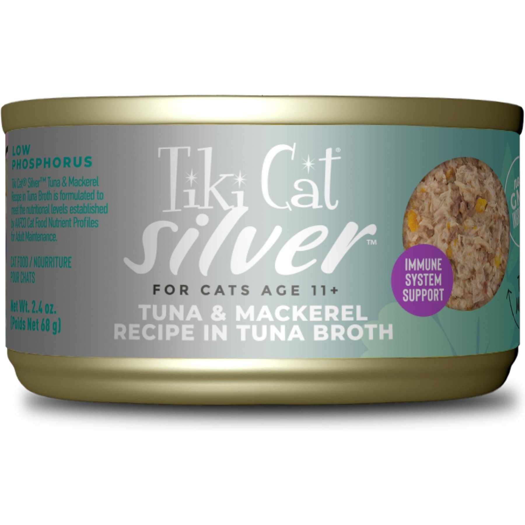 Tiki Cat Silver Tuna & Mackerel Grain-Free Wet Cat Food, 2.4-oz, case of 12
