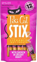 Tiki Cat Stix Chicken Grain-Free Lickable Cat Treats, 0.5-oz pouch, pack of 12