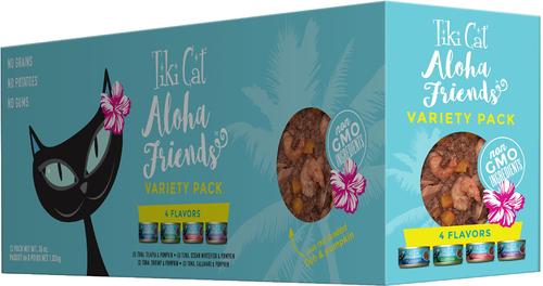 Show full view: Tiki Cat Stix Salmon in Gravy Grain-Free Wet Cat Treat, 0.5-oz pouch, pack of 6 + Tiki Cat Aloha Friends Variety Pack Grain-Free Wet Cat Food, 3-oz can, case of 12 slide 2 of 9