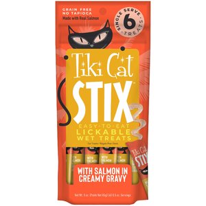 Tiki Cat Stix Salmon in Gravy Grain-Free Wet Cat Treat, 0.5-oz pouch, pack of 6