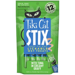 Tiki Cat Stix Tuna Grain-Free Cat Treats, 0.5-oz pouch, pack of 12
