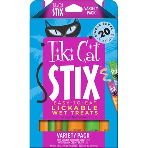 Tiki Cat Stix Variety Pack Grain-Free Lickable Cat Treats, 0.5-oz pouch, pack of 20